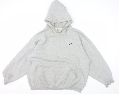 Nike Men's Grey Pullover Hoodie L Regular Fit Fleece Sweatshirt