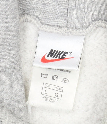 Nike Men's Grey Pullover Hoodie L Regular Fit Fleece Sweatshirt