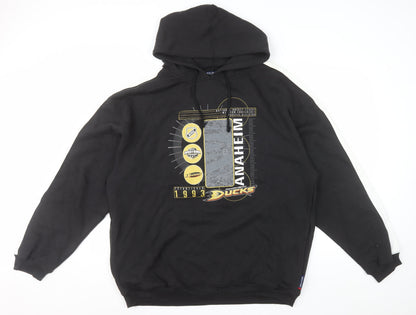 Sport-Tek Men's Black XL Pullover Hoodie Anaheim Ducks 1993 Graphic