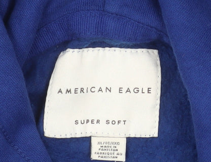 American Eagle Men's Blue XL Pullover Hoodie Super Soft Fleece