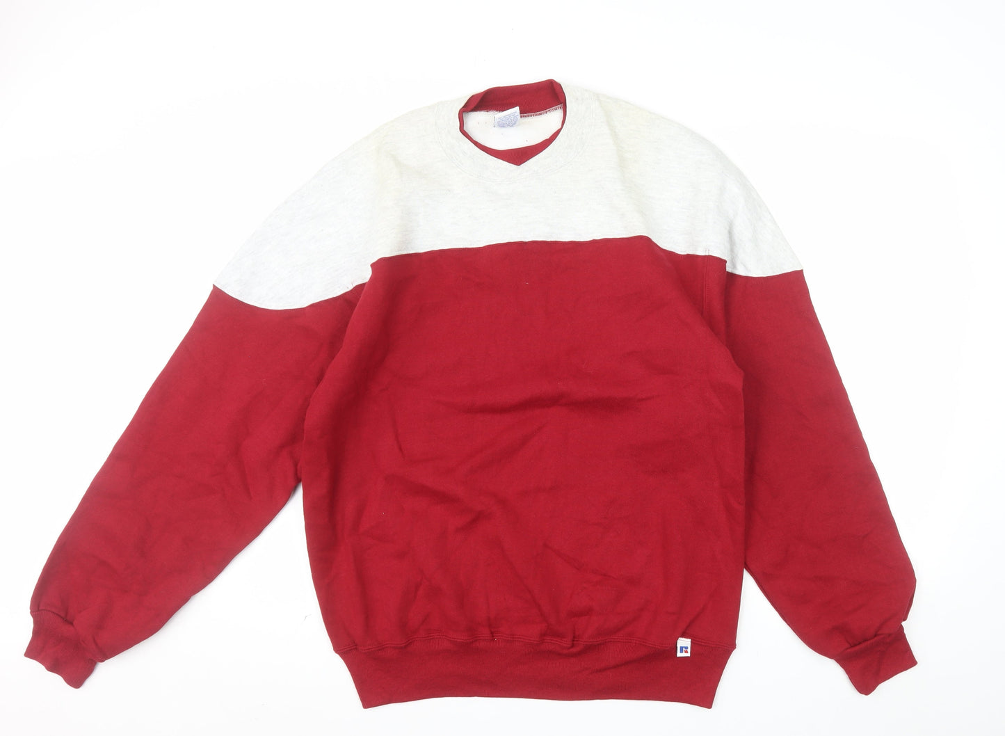 Russell Athletic Men’s Red Grey Pullover Sweatshirt L Vintage Regular Fit
