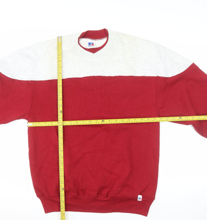 Russell Athletic Men’s Red Grey Pullover Sweatshirt L Vintage Regular Fit