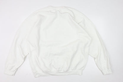 Gildan Men's White XL Pullover Crew Neck Fleece Sweatshirt