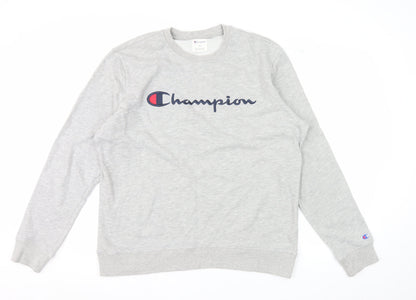 Champion Men's Grey Crew Neck Logo Sweatshirt Size L
