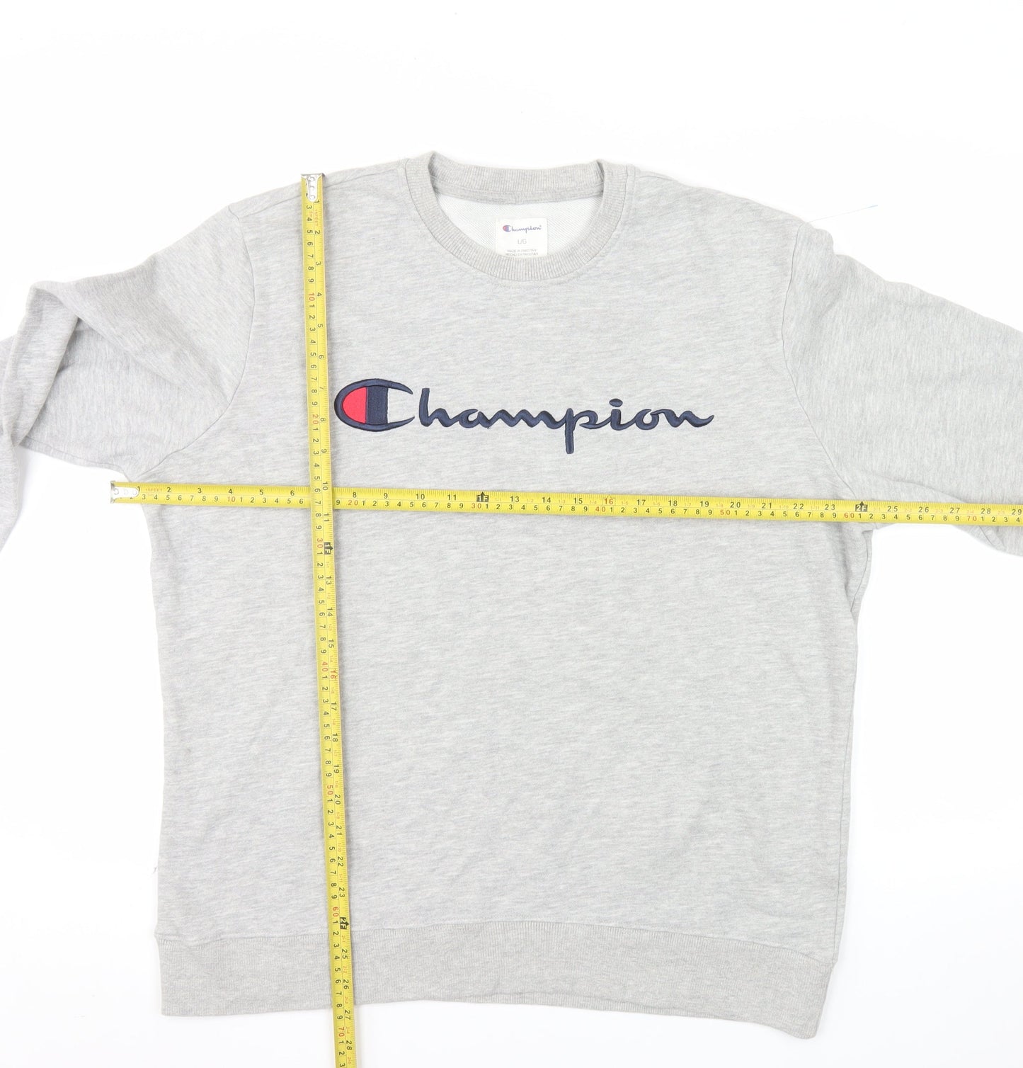Champion Men's Grey Crew Neck Logo Sweatshirt Size L
