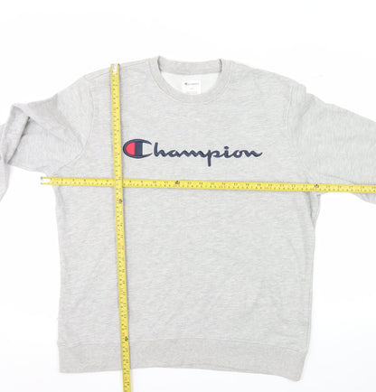 Champion Men's Grey Crew Neck Logo Sweatshirt Size L
