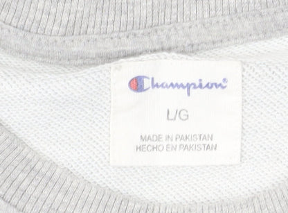 Champion Men's Grey Crew Neck Logo Sweatshirt Size L