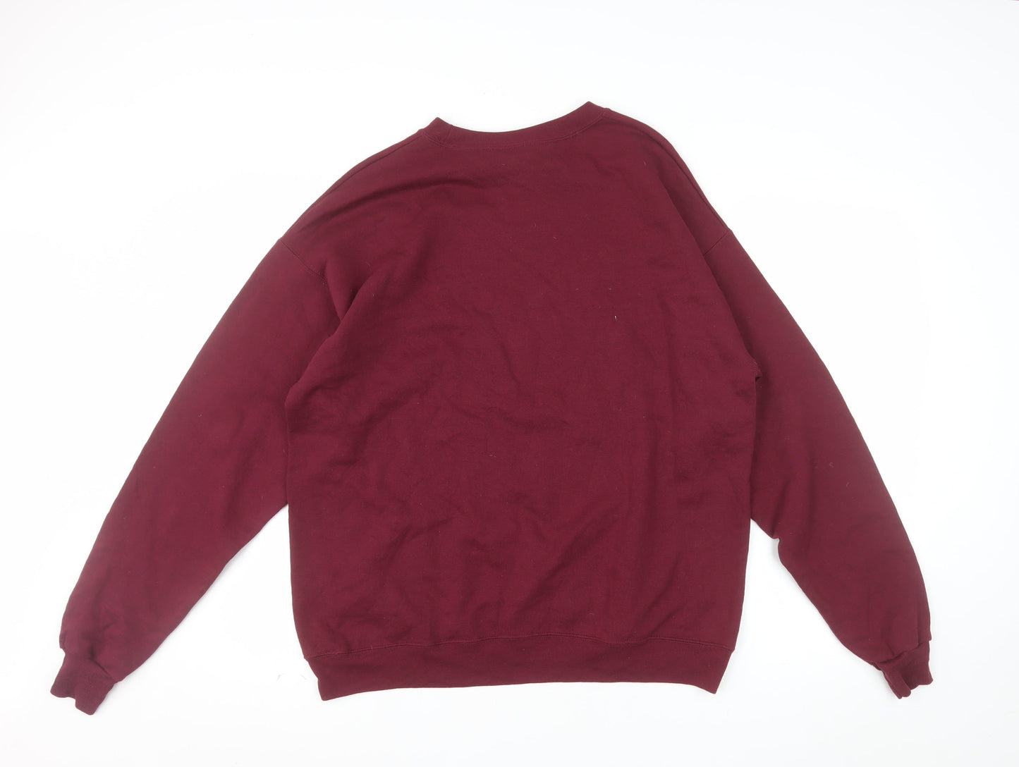 Hanes Men's Red L Pullover Fleece Sweatshirt Crew Neck