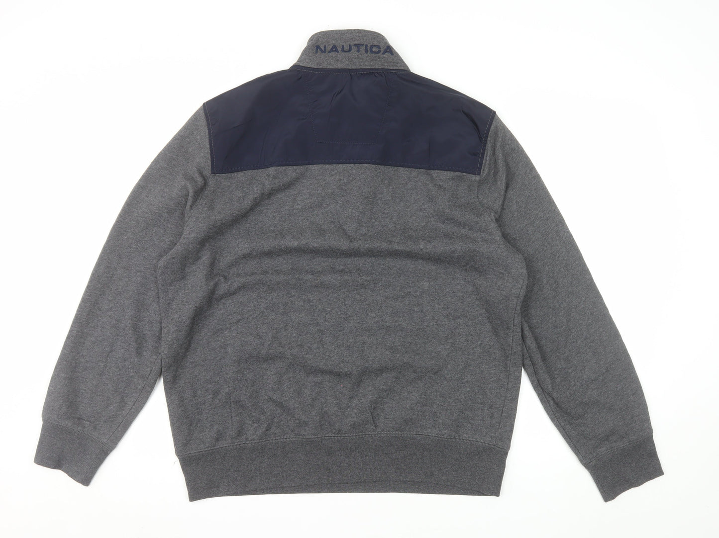 Nautica Men's Grey 1/4 Zip Pullover Sweatshirt Size L Fleece