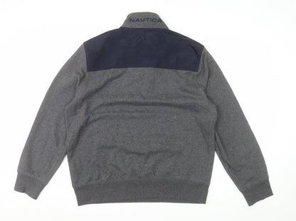 Nautica Men's Grey 1/4 Zip Pullover Sweatshirt Size L Fleece