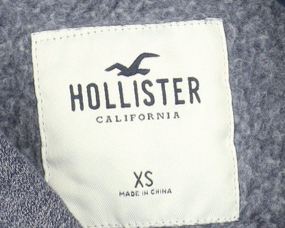 Hollister Men Blue Full Zip Hoodie XS Logo Fleece Sweatshirt