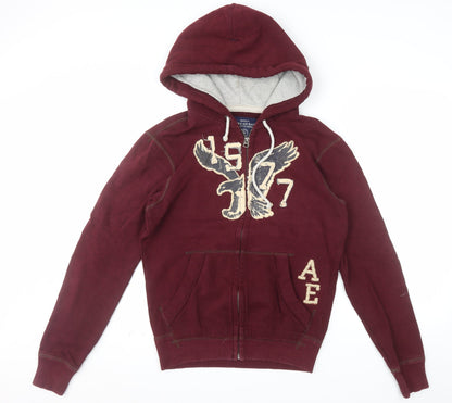 American Eagle Men's Red Full Zip Hoodie Size S Athletic Fit