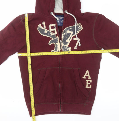American Eagle Men's Red Full Zip Hoodie Size S Athletic Fit