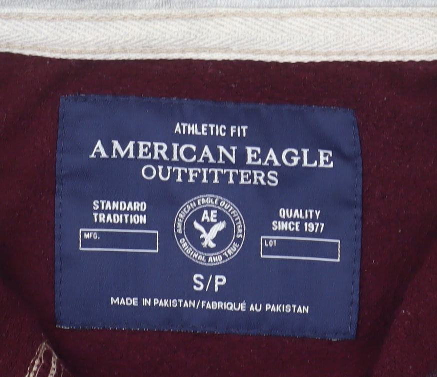 American Eagle Men's Red Full Zip Hoodie Size S Athletic Fit