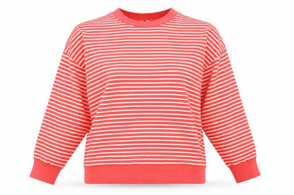 Tu Woman Red White Striped Crew Neck Pullover Sweatshirt L
