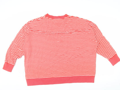 Tu Woman Red White Striped Crew Neck Pullover Sweatshirt L