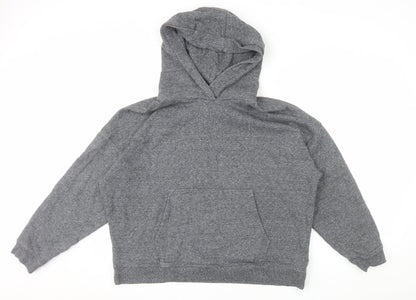 Calvin Klein Womens Grey Pullover Hoodie L Cotton Blend Logo Casual