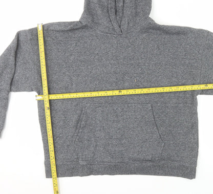 Calvin Klein Womens Grey Pullover Hoodie L Cotton Blend Logo Casual