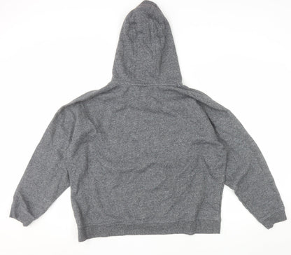 Calvin Klein Womens Grey Pullover Hoodie L Cotton Blend Logo Casual