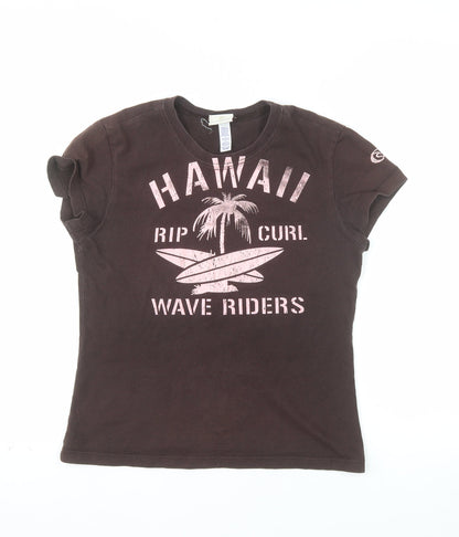 Rip Curl Womens Brown Hawaii Surf Graphic T-Shirt Size S