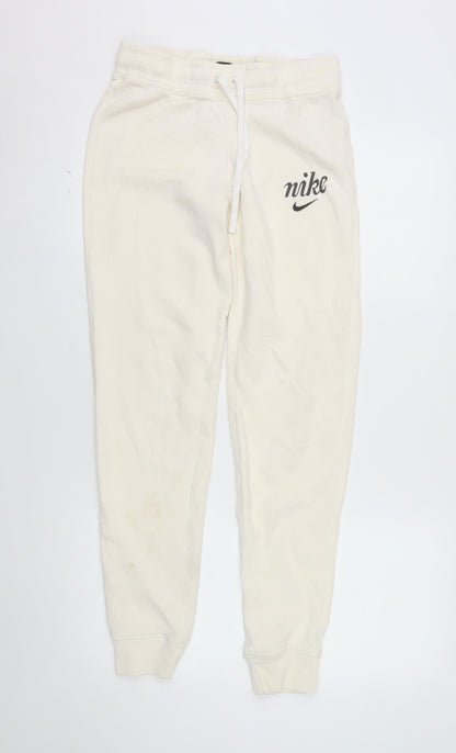Nike Women's Ivory Jogger Trousers XS Cotton Fleece Activewear