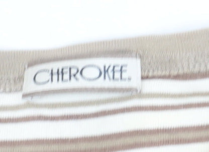 Cherokee Women’s Beige Striped Cotton T-Shirt Size 12