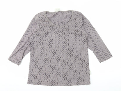 Trespass Women Grey Polka Dot V-Neck 3/4 Sleeve Cotton Blend T-Shirt M