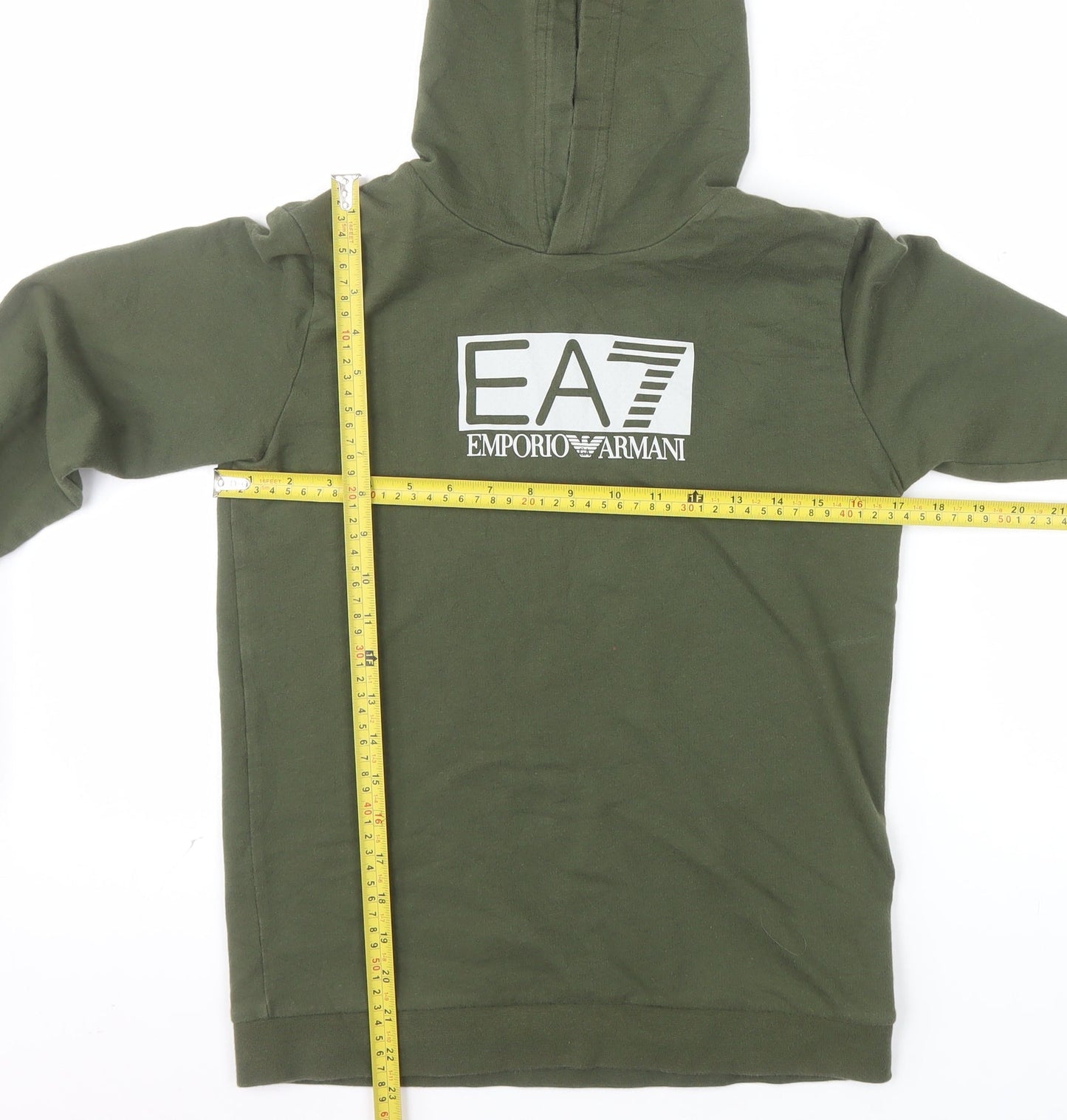 Emporio Armani EA7 Boys Green Pullover Hoodie 14 Years Cotton Logo Style