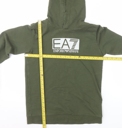 Emporio Armani EA7 Boys Green Pullover Hoodie 14 Years Cotton Logo Style