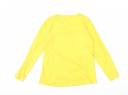 Disney Women Yellow Mickey Mouse Long Sleeve Cotton T-Shirt Size 10