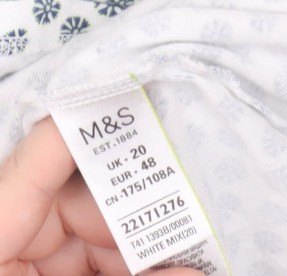 Marks and Spencer Women's White Floral Cotton T-Shirt Size 20
