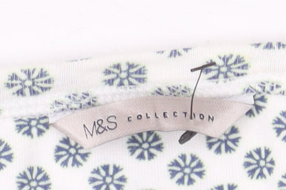 Marks and Spencer Women's White Floral Cotton T-Shirt Size 20
