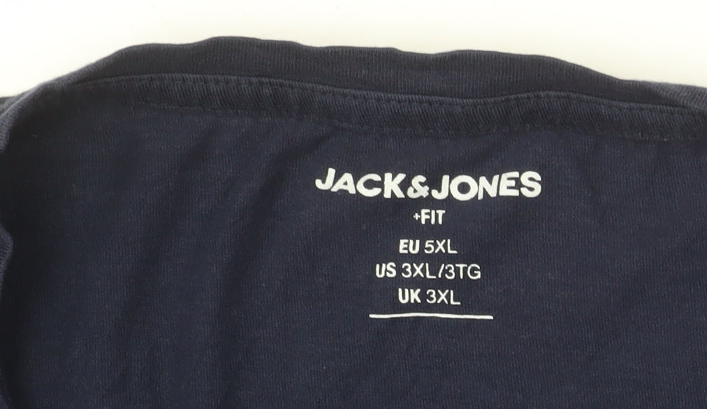 Jack & Jones Men's Blue 3XL Graphic Print Cotton T-Shirt