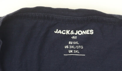 Jack & Jones Men's Blue 3XL Graphic Print Cotton T-Shirt