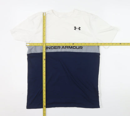 Under Armour Mens White Blue Loose Fit Crew Neck T-Shirt YXL