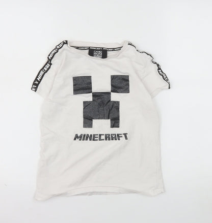 Minecraft Boys White Creeper Graphic T-Shirt 11-12 Years Short Sleeve