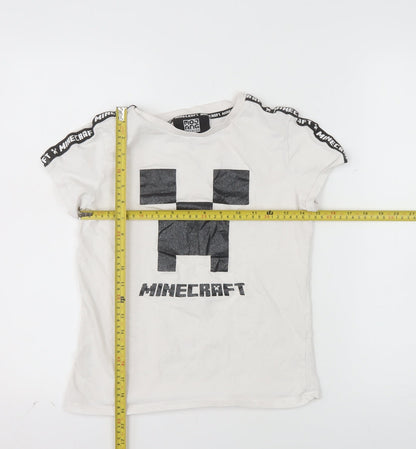 Minecraft Boys White Creeper Graphic T-Shirt 11-12 Years Short Sleeve