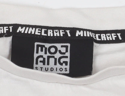 Minecraft Boys White Creeper Graphic T-Shirt 11-12 Years Short Sleeve