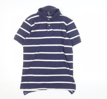 Ralph Lauren Teens Blue Striped Cotton Polo Shirt Size L