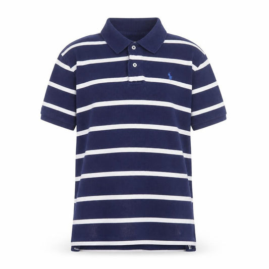 Ralph Lauren Teens Blue Striped Cotton Polo Shirt Size L