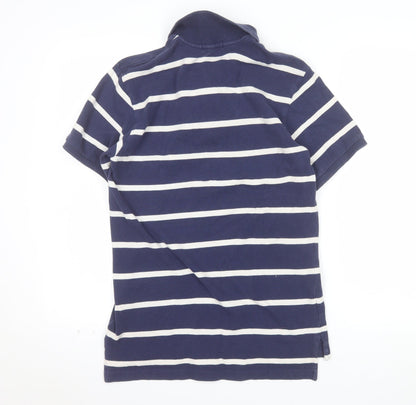 Ralph Lauren Teens Blue Striped Cotton Polo Shirt Size L