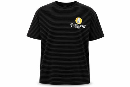 Bundaberg Men's Black Striped 2XL Cotton Crew Neck T-Shirt