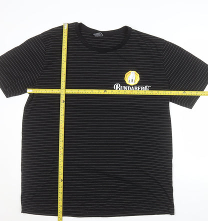 Bundaberg Men's Black Striped 2XL Cotton Crew Neck T-Shirt