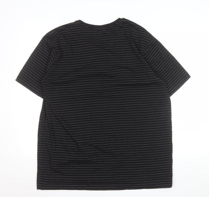Bundaberg Men's Black Striped 2XL Cotton Crew Neck T-Shirt