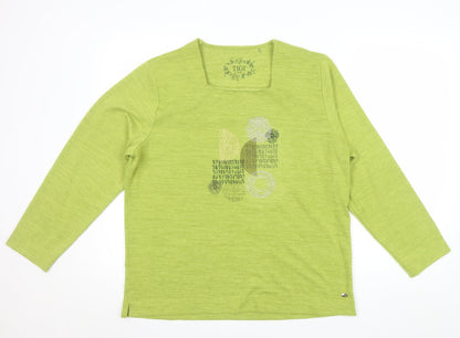 Tigi Women’s Green Long Sleeve Square Neck Pullover Jumper Size 18