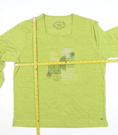 Tigi Women’s Green Long Sleeve Square Neck Pullover Jumper Size 18