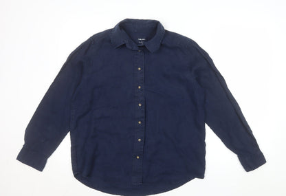 Marks and Spencer Women’s Blue Linen Long Sleeve Button-Up Shirt Size 12
