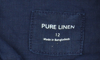 Marks and Spencer Women’s Blue Linen Long Sleeve Button-Up Shirt Size 12