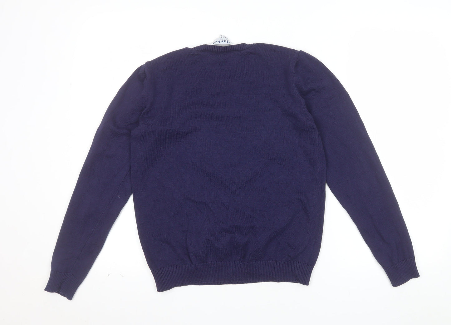 Harkel Women's Blue Rainbow Happy Crew Neck Cotton Jumper Size 8