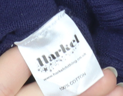 Harkel Women's Blue Rainbow Happy Crew Neck Cotton Jumper Size 8